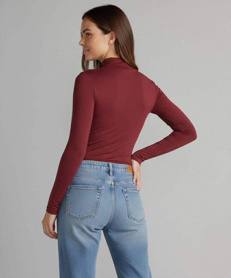 Long Sleeve High Neck Basic Top