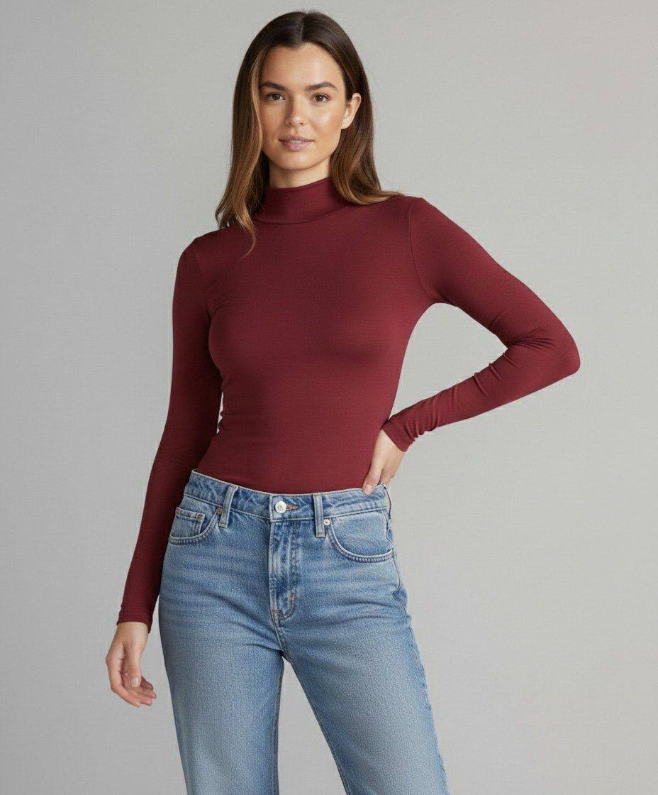 Long Sleeve High Neck Basic Top