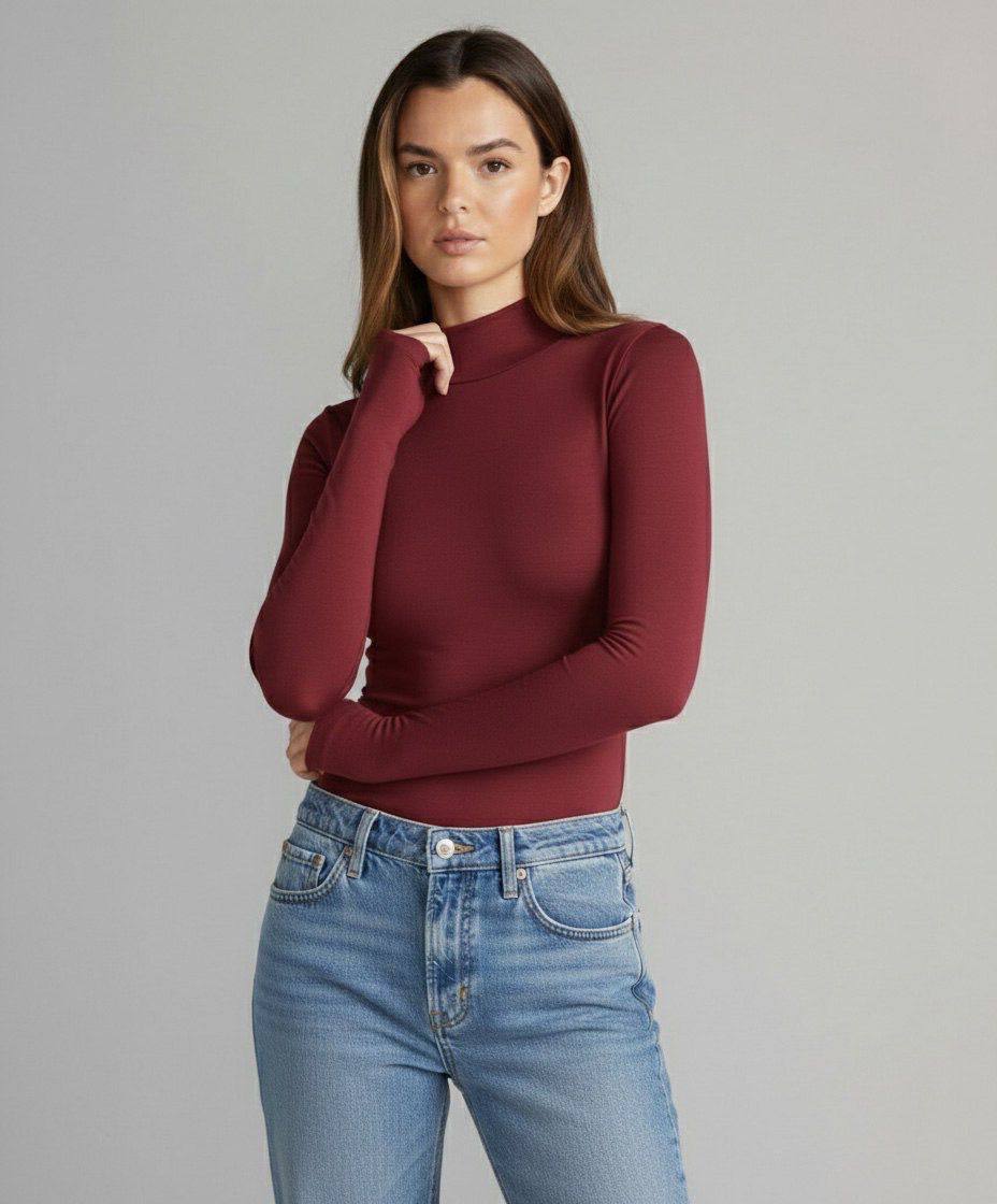 Long Sleeve High Neck Basic Top